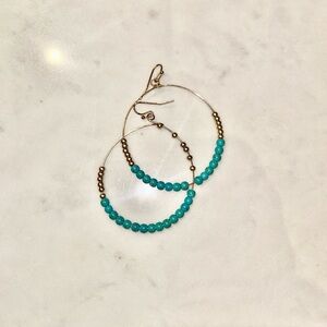 Elegant Turquoise and Gold Hoop Earrings